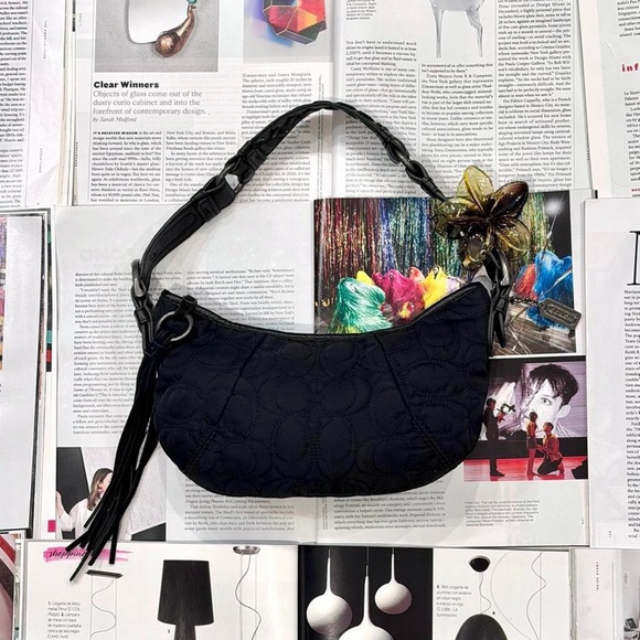 COACH Signature 2004 hobo black monogram nylon mini shoulder bag